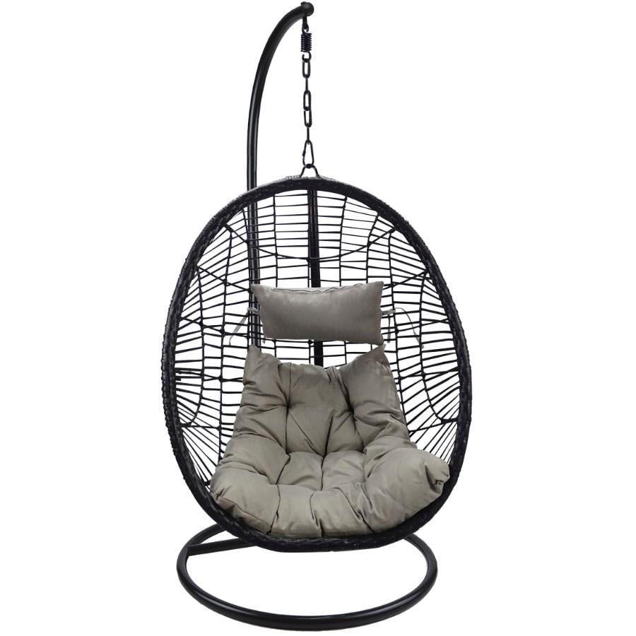 Alpine Hanging Basket Chair With Grey Cushion Brown