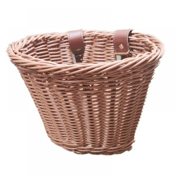 Kids Front Handlebar Rattan Handwoven Bike Basket Kids Woven Bike Basket For Boys And Girls Bicycles Wicker Basket