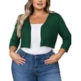 thumbnail image 6 of SEWIFY Women's Plus Size Bolero Cropped Cardigan Lightweight 3/4 Sleeve Shrug Sweaters for Dresses,1X-4X, 6 of 9