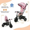 thumbnail image 3 of Resenkos 4-in-1 Baby Trike Kids Tricycle with Removable Canopy and Adjustable Push Handle-Pink, Infant Stroller for Infant & Toddler, 3 of 9