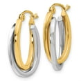 thumbnail image 2 of 14K Two-tone Polished Oval Hoop Earrings, 2 of 2