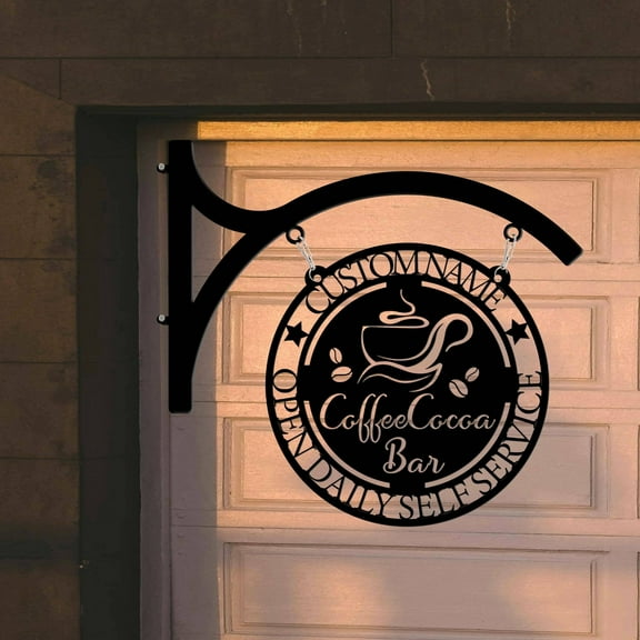 Craftnamesign Custom Coffee Bar Metal Hanging Sign, Coffee Store Hanging Outdoor Signboard