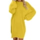 thumbnail image 1 of Vestidos de suéter Prolriy para mujer 2024, suéter de invierno de moda para mujer, suéter de punto de cuello alto, cálido, de manga larga, con bolsillo, vestido de suéter para mujer, amarillo XL, 1 of 7