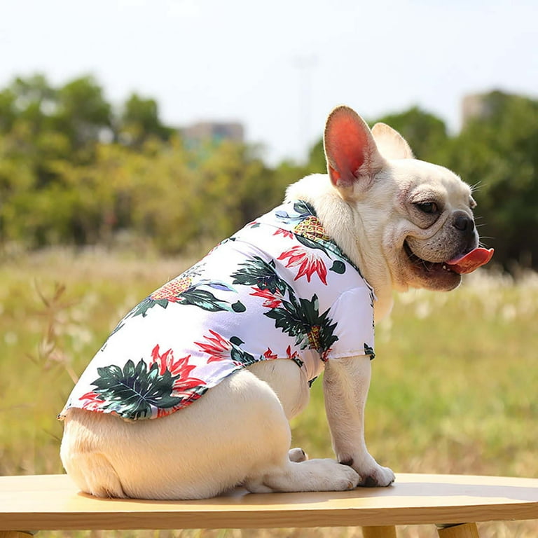 YUEHAO Pet Supplies Pet Summer T Shirts Hawaii Style Floral Dog Shirt Hawaiian Printed Pet T Shirts Breathable Cool Clothes Beach Seaside Puppy Shirt