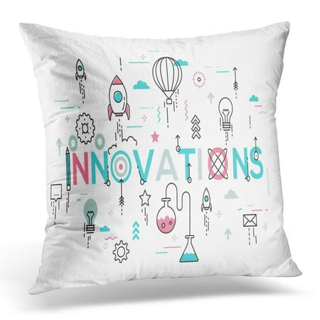 ECCOT Innovations Innovative Ideas Devices and Methods Effective Solutions and Inventions Modern Infographic Pillowcase Pillow Cover Cushion Case 20x20 inch