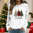 thumbnail image 2 of Women's Plus Christmas Sweaters Fashion Festive Graphic Long Sleeve Round Neck Casual Pullover Warm Tops (XL, White), 2 of 5