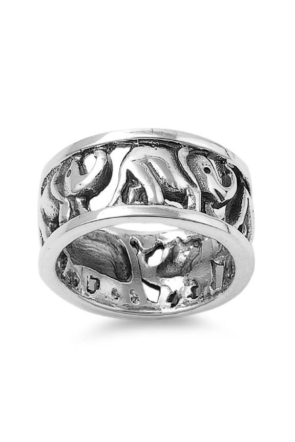 925 Sterling Silver Consciousness of Destiny Chakra Elephant Ring Size 8