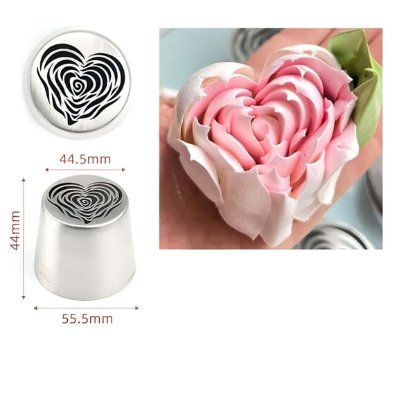 ACDANC Stainless Steel XL Heart Rose Flower Pattern Russian Icing Tip Marshmallow Piping Nozzle Decorating Utensils Baking Cake Tool