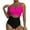 Hot Pink, variant on Women's Form-Fitting One-Piece Swimsuit with Criss-Cross Midriff Cutout and Ruched High-Waist Bottom - Streamlined Design