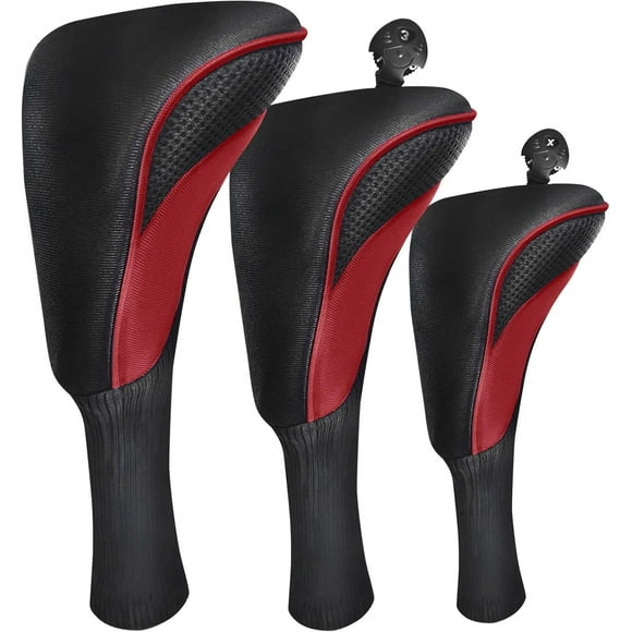 Golf Club Head Covers Woods Driver Fairway Hybrid 3 Pack Set, Headcovers Men 1 3 5 7 X Interchangeable Number Tag, Fit All Wood Clubs for Men Women