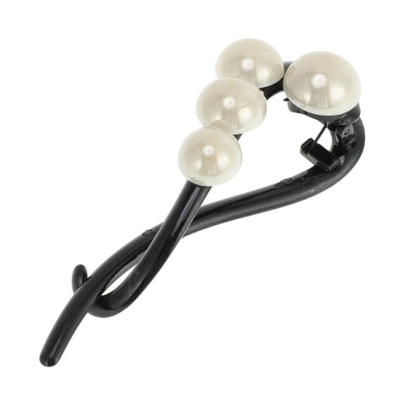 Unique Bargains 1 Pc Fashion 4 Beads Hair Clips for Home Black Beige