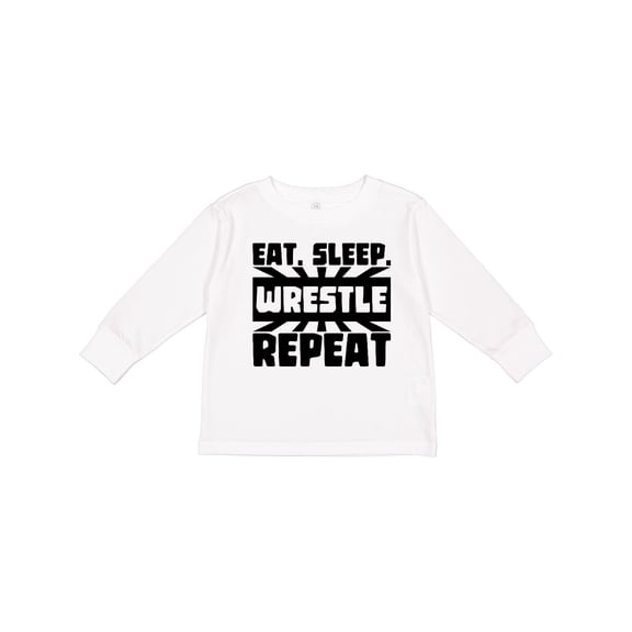 Inktastic Eat, Sleep, Wrestle, Repeat Boys or Girls Long Sleeve Toddler T-Shirt
