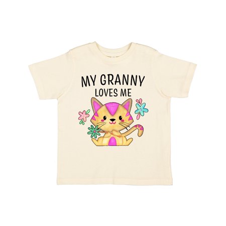 

Inktastic My Granny Loves Me with Cute Kitten and Flowers Gift Toddler Boy or Toddler Girl T-Shirt