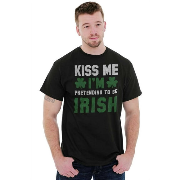 Funny Kiss Me I'm Irish St Patricks Men's Graphic T Shirt Tees Brisco Brands S
