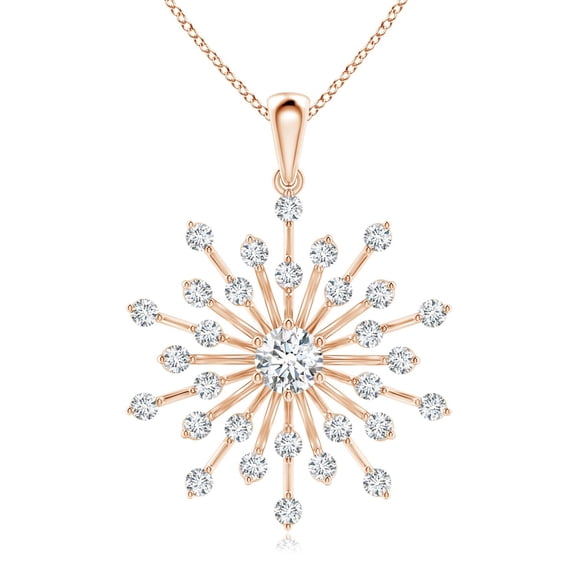 ANGARA Natural Prong-Set Diamond Sunburst Pendant in 14K Rose Gold for Women (Size-3.8mm| Color-G| Clarity-VS2) | April Birthstone, Anniversary, Jewelry Gift for Women | Natural Diamond Necklace