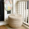 thumbnail image 4 of Slhenay Storage Basket with Lid, Round Woven Blanket Storage for Living Room, Decorative Cute Cotton Rope Hamper for Spring Easter Home Decor (L), 4 of 6