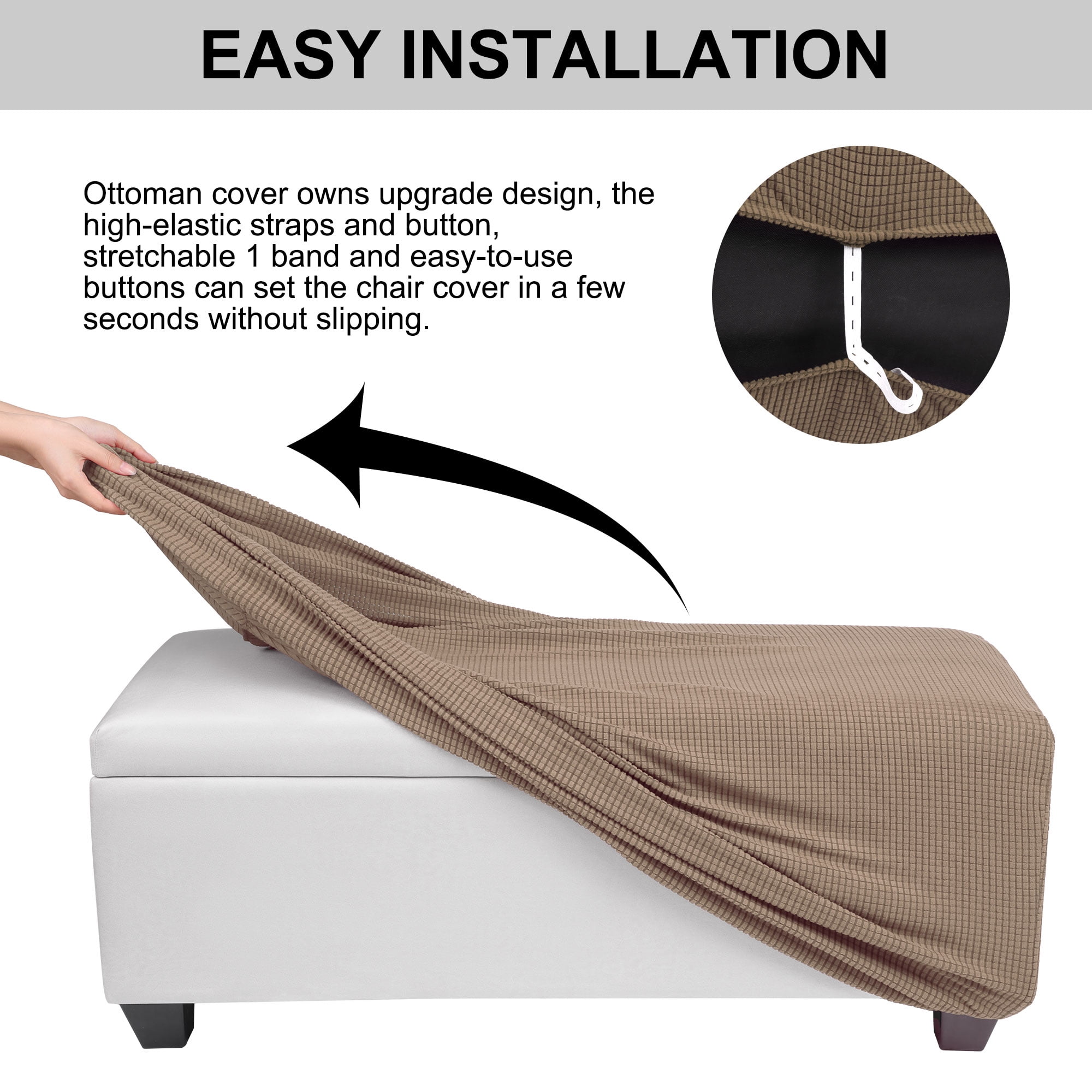 Unique Bargains Stretch Ottoman Cover Slipcover Furniture Covers Fallow Small