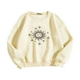 thumbnail image 1 of Pull à Manches Longues Imprimé Soleil et Lune Sweat-Shirt Décontracté Surdimensionné, Beige, 1 of 3