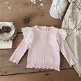 thumbnail image 2 of Camisa de fondo para bebé de primavera y otoño, blusa estilo princesa para niñas de 0 a 3 años, Top básico con mangas voladoras de encaje, ropa para niños pequeños, 2 of 6