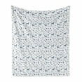 thumbnail image 1 of Blue and White Soft Flannel Fleece Blanket, Poodle Silhouette Comb Collar Dog Tracks Hearts Animal Lover Pet Theme, Cozy Plush for Indoor and Outdoor Use, 50" x 70", White Night Blue, by Ambesonne, 1 of 6