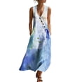 thumbnail image 2 of Uootdi Casual Jumpsuits for Women Gradient Print V Neck Sleeveless Linen Jumpsuit Soft Comfy Relaxed Fit Daily Wear Gift, 2 of 7