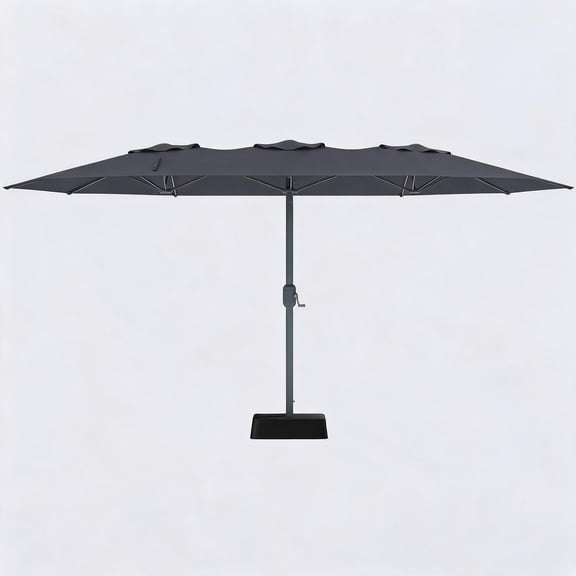 9 x 15 ft Large Outdoor Umbrella with Normal Base, Extra Wide UV Protection Patio Umbrella, 12-Rib Heavy Duty Shade Canopy for Backyard, Pool, Garden & Balcony