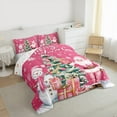 thumbnail image 3 of Manfei Girls Merry Christmas Bedding Comforter Set, Pink Santa Claus Snowman Twin Comforter Sets, Xmas Tree Gifts Bedding Set, Microfiber Bedroom Decor, Reversible 2pcs, 3 of 8