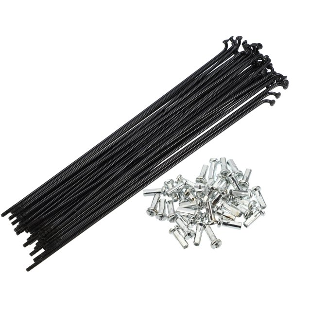 Unique Bargains 40 radios 14G J Bend de 168 mm x 2 mm con cabecillas para bicicleta de acero negro Unique Bargains radios y accesorios para bicicletas