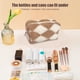 thumbnail image 4 of Bolsa de cosméticos a cuadros a la moda, de almacenamiento de maquillaje para artículos de tocador de felpa para mujer (caqui) Ehuebsd  Para Estrenar, 4 of 7