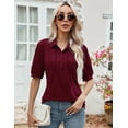 thumbnail image 2 of ZHENWEI Women's V Neck Short Sleeve Polo Shirts Button Down Collared Tops Loose Casual Tunic Blouses, 2 of 7