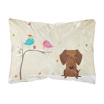 Carolines Treasures BB2602PW1216 Christmas Presents between Friends Dachshund - Red Canvas Fabric Decorative Pillow, 12H
