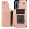 thumbnail image 5 of Phone Case for Samsung Galaxy S21 FE Gaxaly S 21 FE 5G with Tempered Glass Screen Protector Card Holder Wallet Cover Stand Flip Leather Cell Glaxay S21FE5G UW S21FE 21S G5 Cases Women Girl Rose Gold, 5 of 13