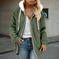 thumbnail image 4 of Fleece Jacket for Women 2025 Fall Winter Long Sleeve Casual Fuzzy Zip Up Hoodie Hooded Jackets Outerwear, 4 of 6