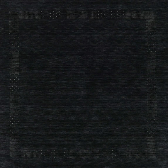 Ahgly Company Indoor Square Contemporary Black Abstract Area Rugs, 3' Square