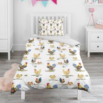 Chicken Duvet Cover and Pillowcase Set for Single Bedding, Bedroom Accessories for Kids Teens