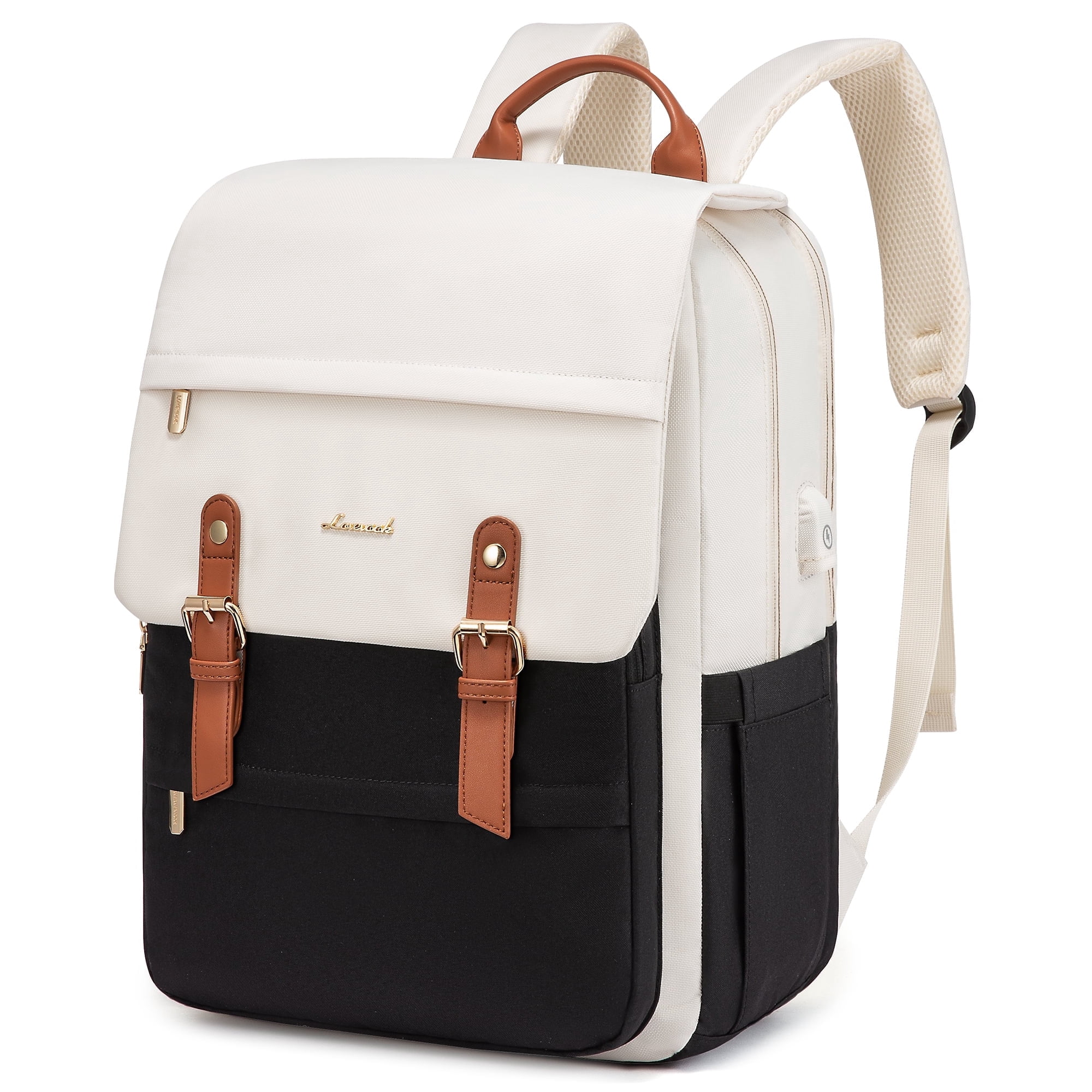 Lovevook Laptop Backpack for Women, Vintage Teacher College Nurse Work Computer Bag Fit 15.6" Laptop with USB Port, Waterproof Travel Backpack Purses