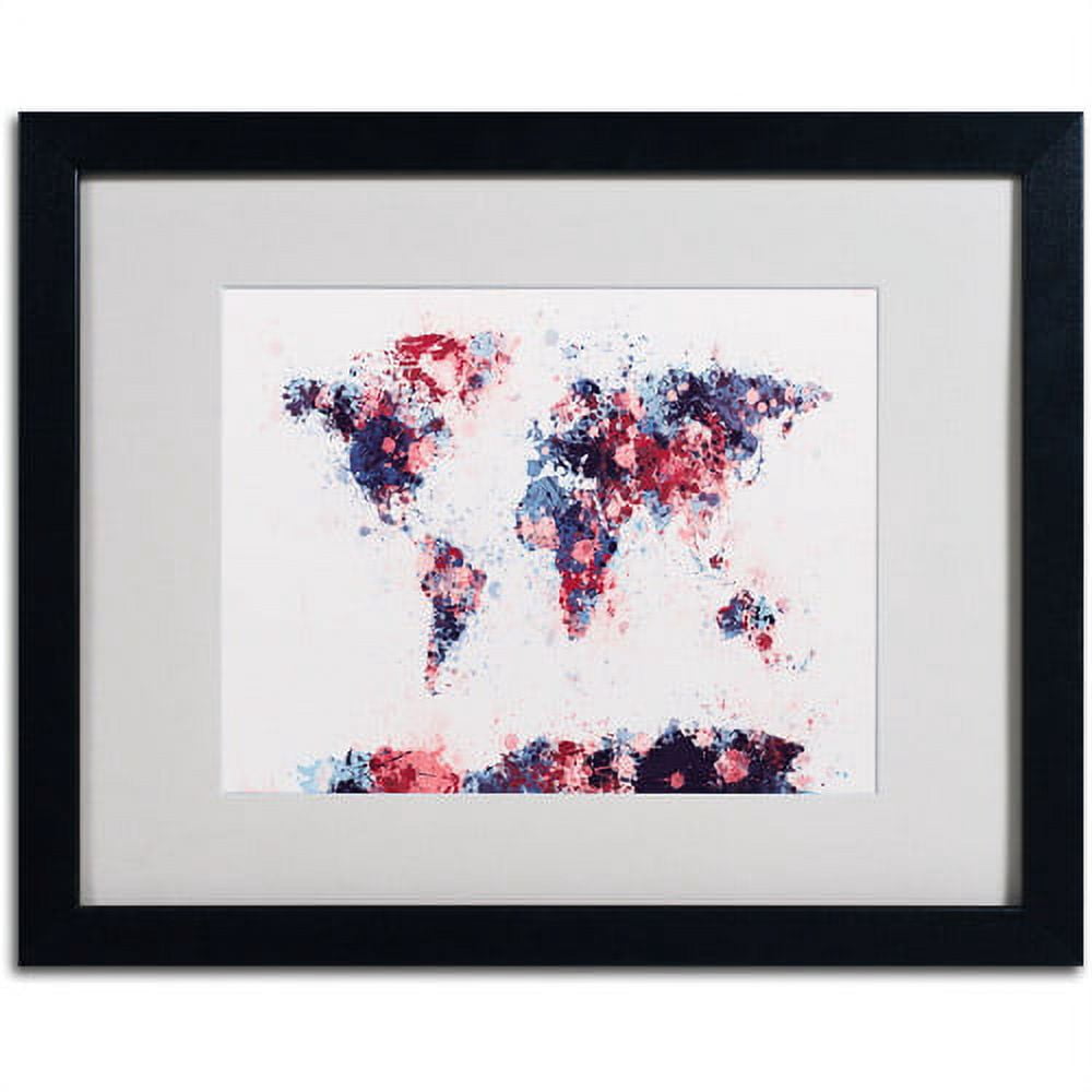 Trademark Fine Art "Paint Splashes World Map 3" Matted Framed by Michael Tompsett