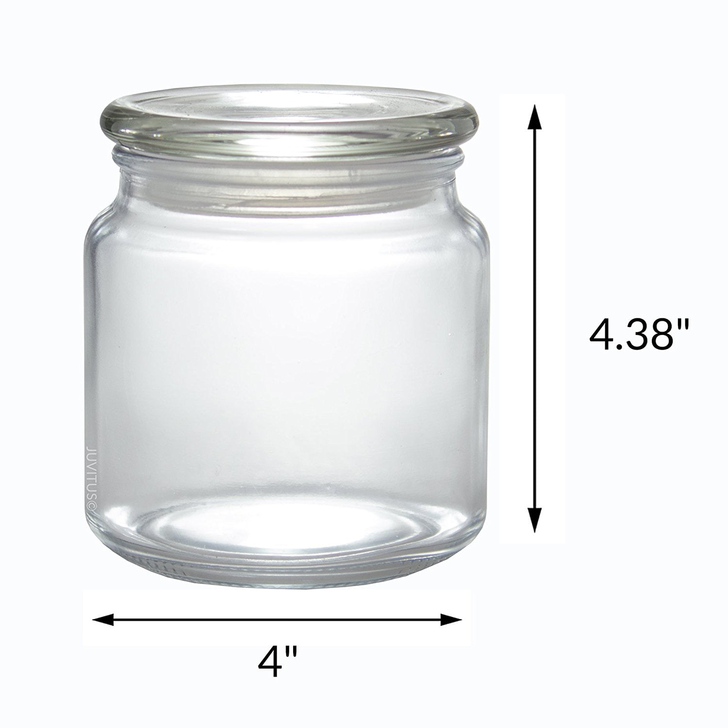 JUVITUS 16 oz Clear Glass Storage Jar with Wooden Bamboo Lid (4 Pack)