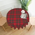thumbnail image 4 of Christmas Tablecloth 60 Inch Round Red Green Buffalo Plaid Tablecloth Dust-Proof Wrinkle Resistant Rustic Christmas Checkered Table Cloth for Holiday Party Dining, 4 of 6