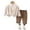 Beige, variant on Toddler Boys Casual Outfit Set Long Sleeve Knit Cardigan Shirt and Elastic Waist Pants Comfortable Clothes