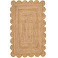thumbnail image 1 of Shree Exports Hand Woven Farmhouse Jute Area Scalloped Rug (Yellow, 3x5 Feet), 1 of 4
