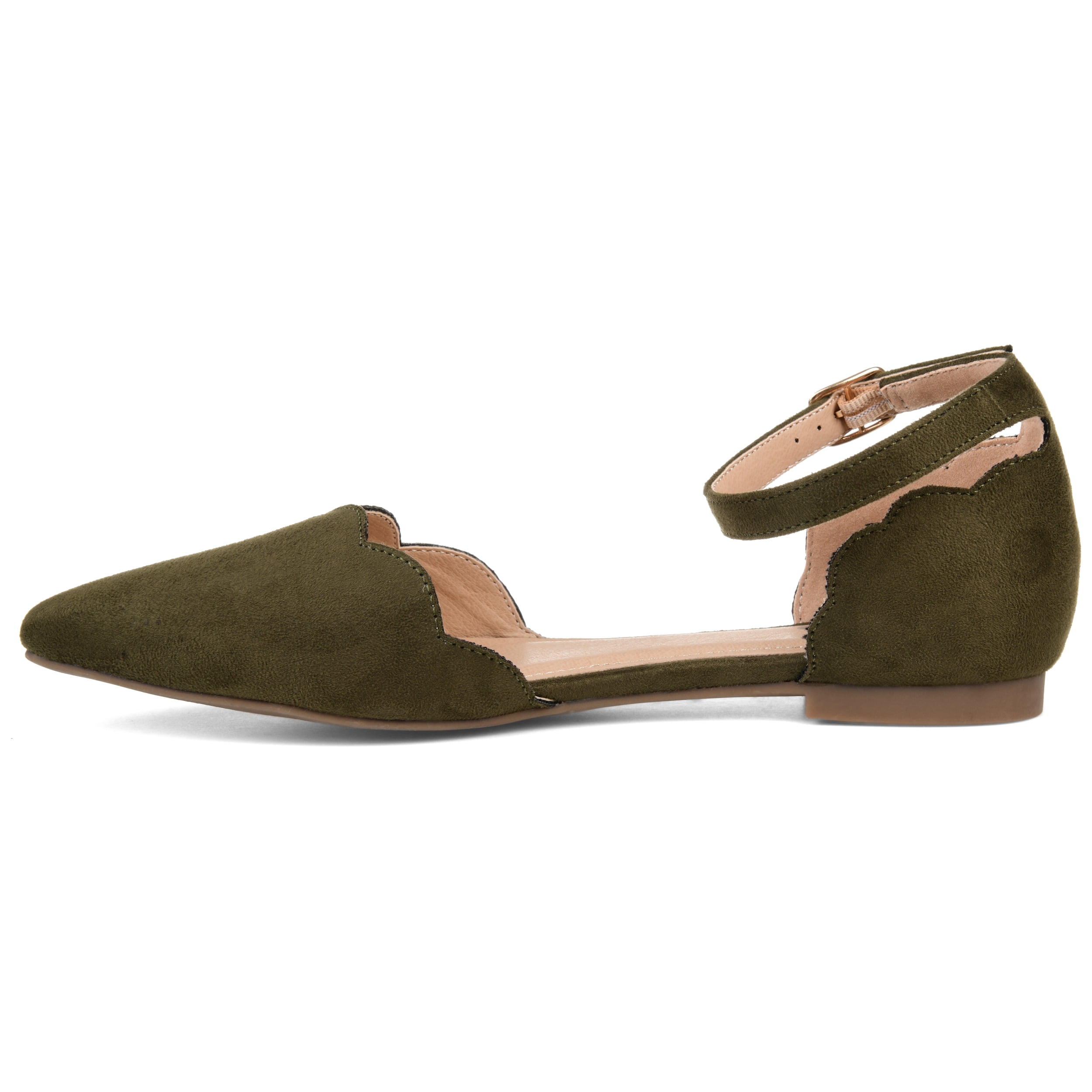 Journee Womens Lana Buckle Pointed Toe Ballet Flats, Widths Available