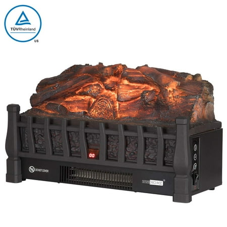 Fireplace Infrared Heater VIVOHOME 110V Electric Insert Log Quartz Fireplace Realistic Ember Bed Fan Heater Plus Infrared Remote Controller Black ()