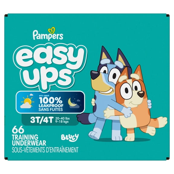 Pampers Easy Ups Girls & Boys Potty Training Pants, Size 5 (3T4T), Bluey Absorbent Training Underwear, Up to 100% Leakproof Day and Night, Hypoallergenic