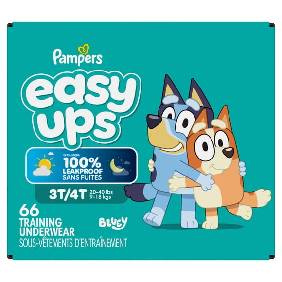 Pampers Easy Ups Culottes d'Entraînement à la Propreté pour Filles & Garçons, Taille 5 (3T4T), Bluey sous-Vêtements d'Entraînement Absorbants, jusqu'à 100 % Anti-Fuites Jour et Nuit, Hypoallergénique