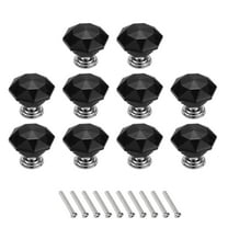 Uxcell 10 Pcs Crystal Drawer Knobs 24 mm Dresser Pulls Knobs for Cupboard, Black/Silver