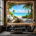 thumbnail image 6 of Tropical Beach Patio with Bougainvillea and Palm Trees, Serene Coastal for Beach Lovers, Scenic Paradise Wall Art, Housewarming Gift, Tapestry Wall Hanging for Living Room and Bedroom, 6 of 7