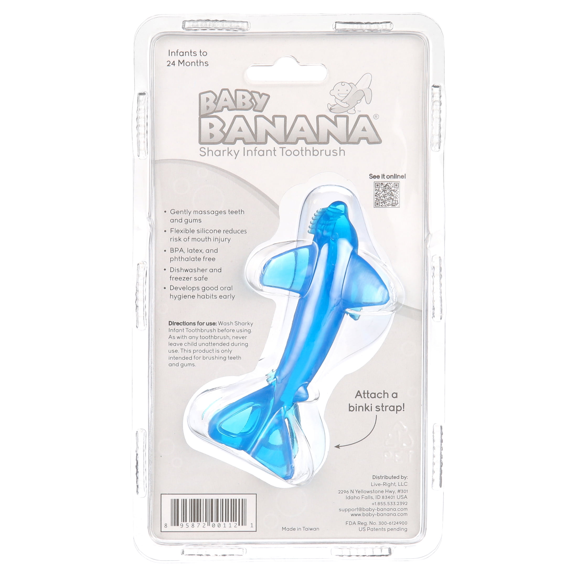 Baby Banana Shark Training Toothbrush, Bendable Food-Grade Silcone, Butter-Solft Brisles for Gums and First Teeth, Family-Owned Business