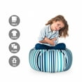 thumbnail image 2 of Abstract Storage Toy Bag Chair, Vertical Striped Pastel Toned Color Bands Lines Background Nautical Design, Stuffed Animal Organizer Washable Bag, Large Size, Sky and Dark Blue, by Ambesonne, 2 of 3