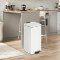 thumbnail image 3 of LEDREM 8-Gallon Kitchen Trash Can with Soft-Close Lid , Compact Stainless Steel Bin , Inner Bucket & Non-Slip Base ,Cloud White, 3 of 5